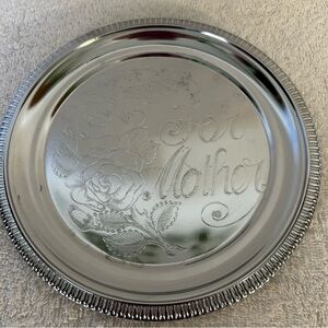 Vintage "For Mother" Argosy Untarnishable Chrome-Plated Plate/Small Serving Tray